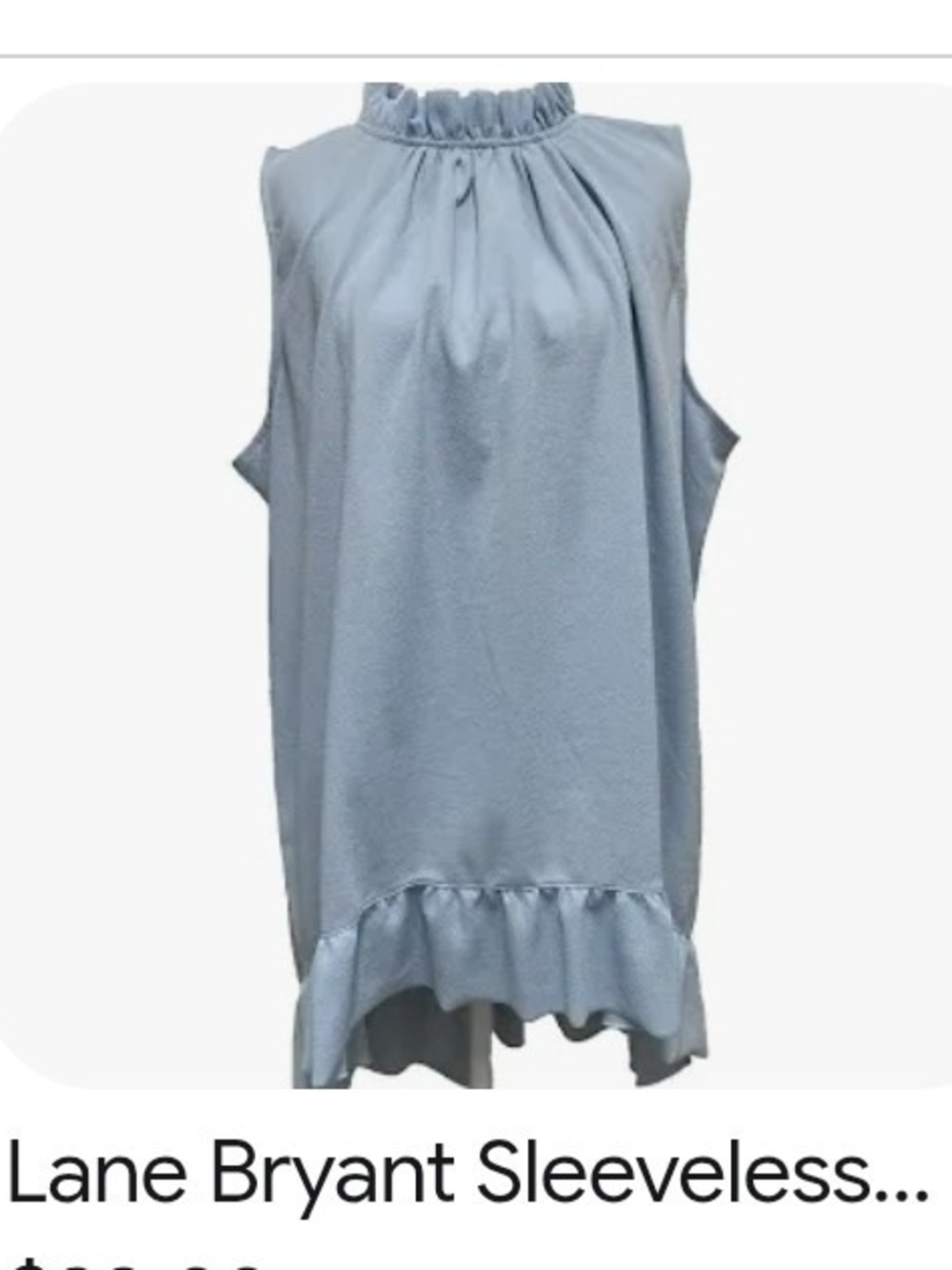 Lane Bryant Light Blue Ruffle-Neck Sleeveless Tunic